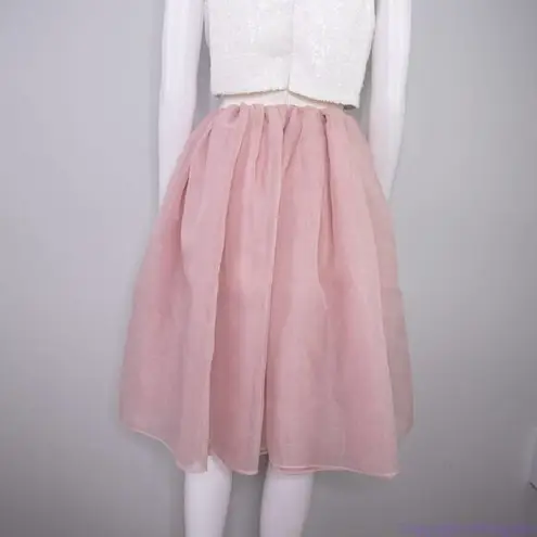 Vintage princess dress organza pink fit and flare with white sequin top Size XXS