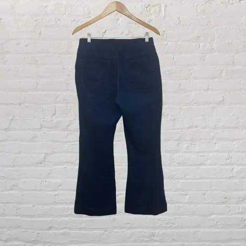 INC Stretch Wide-Leg Crop Jeans Size 12 Blue High Waisted Casual Comfy Pull On