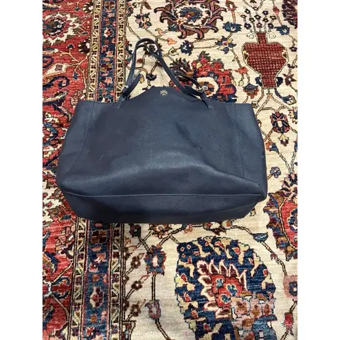 Tory Burch  Large Saffiano Leather Buckle Tote Bag Purse in Navy FLAW - Image 13