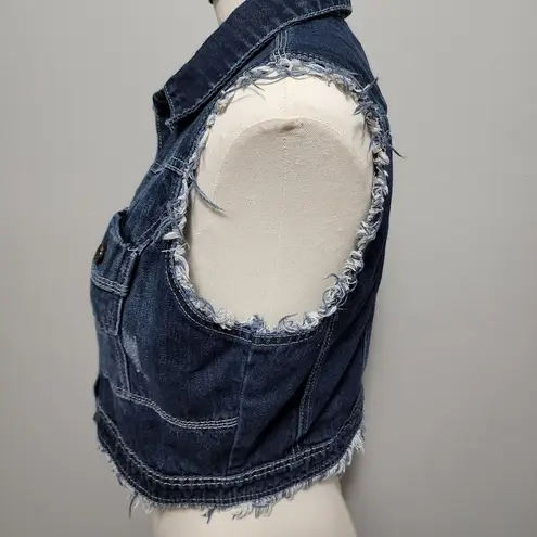 One 5 One dark wash raw edge denim vest size medium