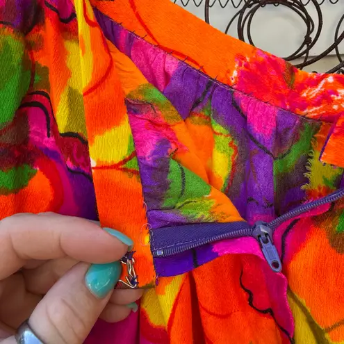 Vintage 60s Floral Psychedelic Dayglo Neon MOD Flower Power A