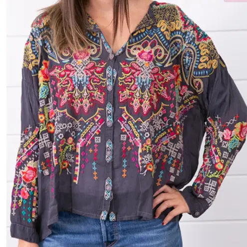 Johnny Was The Valley heavily embroidered button down top NWT RARE