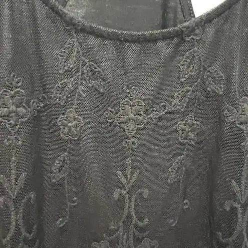 Acemi Crochet Lace Cami Top Black Sz M Racer Back Cottage Boho Summer Layer NEW