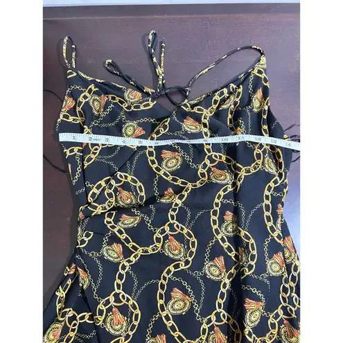 ASTR The Label Mini Dress Chain Reaction Black Gold Chain Print Tie Back
