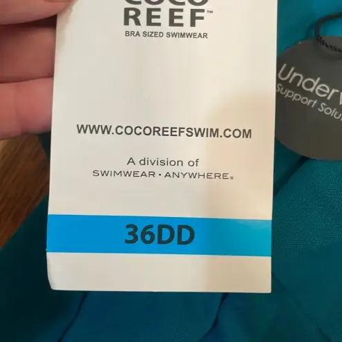 Coco reef Classic Solid Tiered Mesh Tankini Teal Cove Size 36DD NWT - Image 10