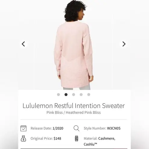 Lululemon  Restful Intention Sweater Pink Bliss / Heathered Pink Bliss size XS