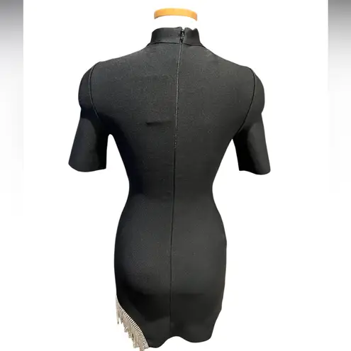 BELLA BARNETT Mini Bandage Trendy Rhinestone Black Bodycon Dress Size M NWT Size M