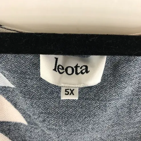 Leota Womens Helene Tie Hem Peplum Top Leaves Sleeveless Scoop Neck Black 5X