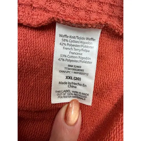 Rust Waffle Knit Hoodie XXL | Time and Tru Oversized Pullover | Cozy Fall Top Orange Size undefined - Image 5