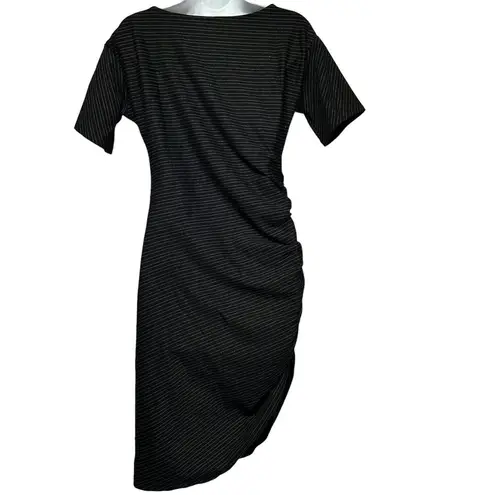 The Vanity Room  asymetrical side ruched black striped dress Size S