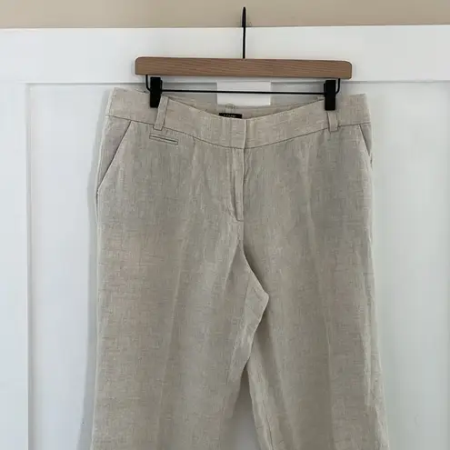 J.Crew  Linen Cafe Trouser in Flax Mid Rise Straight Leg Neutral Minimal Size 10 thumbnail 4