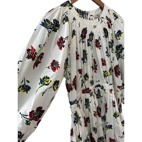 Ulla Johnson Joelle Poplin Floral Pleated High Neck Mini Dress Pockets Size 8