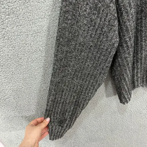 Zara trafaluc sweater womens medium gray balloon sleeve ribbed knit oversized