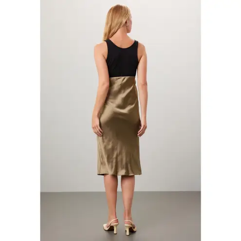 Ripe Lexie Gold Satin Slip Pull On Midi Skirt Maternity Size Large