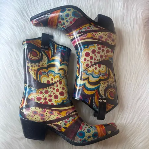 Nomad Yippy - Turquoise Monet Rubber Cowboy Boots Size 9