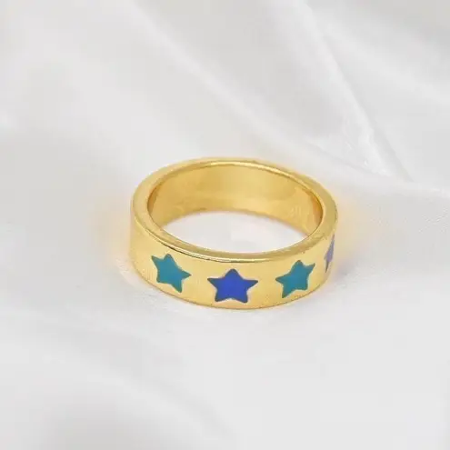 Y2K Ring with Blue Stars