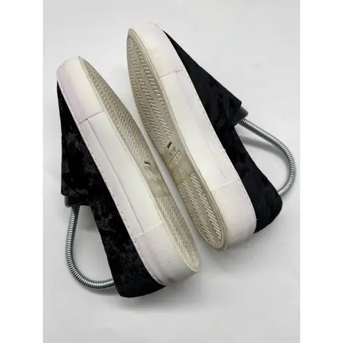 JSlides J/Slides Black Crushed Velvet Slip On Casual Sneakers Women’s Size 7.5