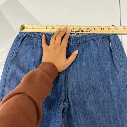 Life in Progress Casual Jogger Pants Womens XS Blue Chambray Cotton Tapered Leg