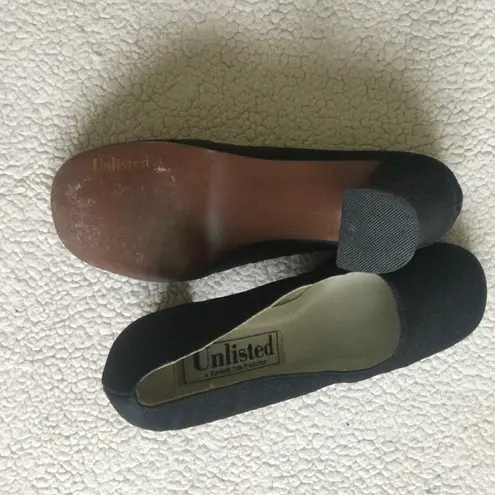 Vintage 90s Unlisted Black Chunky Fabric High Heel Shoes