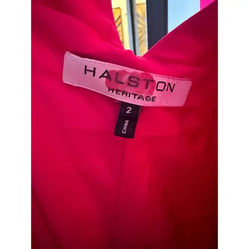 HALSTON Fuchsia Rose Pink Asymmetrical Hemline Multi