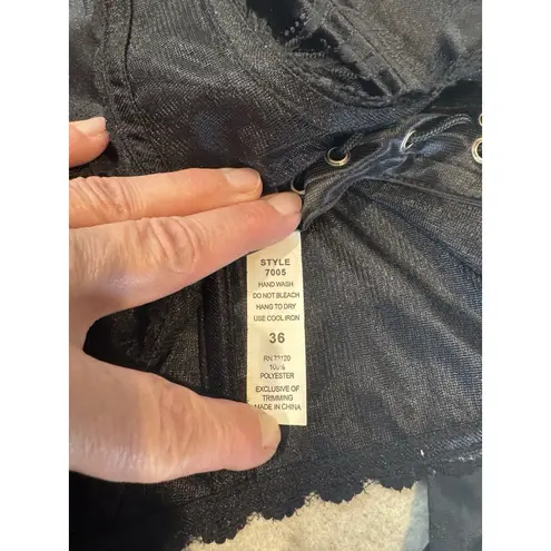 Fredricks of Hollywood Victorian Whimsigoth Corset Womens 36 Black Floral Lace