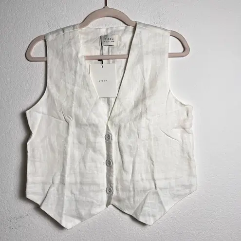 Dissh The Banks White Linen Lightweight Sleeveless Vest Women’s US 4 NWT