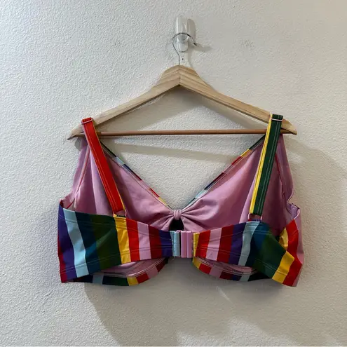 Collectif Rainbow Stripes Swim Bikini Top Size 18 Red