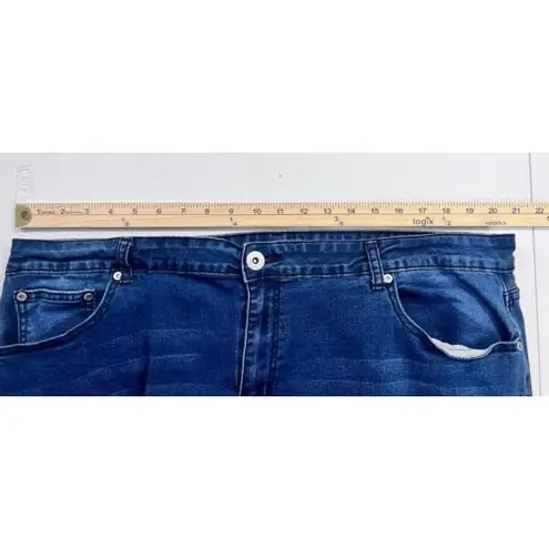 Ashley Stewart Jeans Womens 24 Crop Raw Hem Distressed Straight Leg Dark Wash