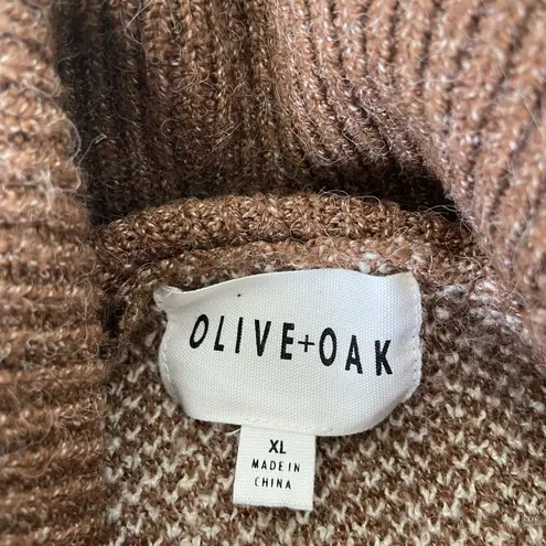 Olive & Oak women’s brown patterned soft cowl neck plush sweater XL
