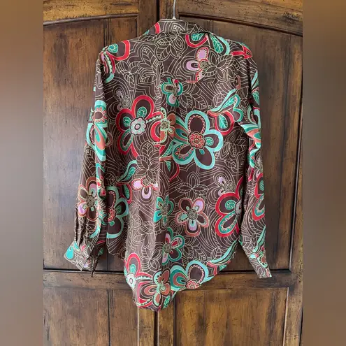 Alix Of Bohemia | Gogo Silk Shirt Brown Chocolate Print | XS Red