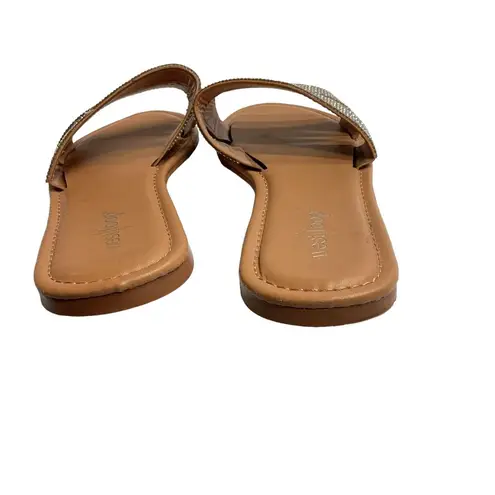 West Loop Women's Rhinestone Slide Sandals Sz L 9/10 Silver Slip On Open Toe