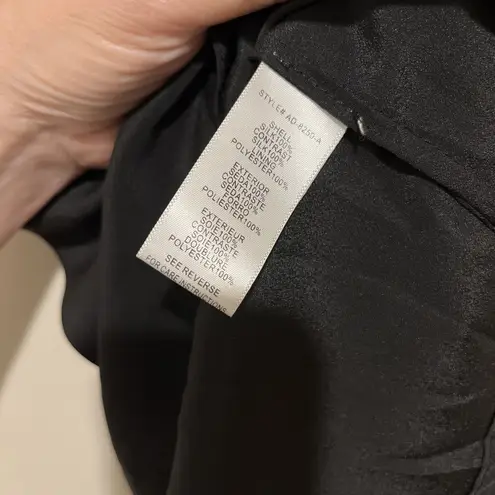 Aryn K Black Silk Dress Womens sz M Rhinestones Beige sheer Cocktail LBD