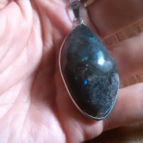 Malagasy Labradorite Stainless Steel Pendant Necklace