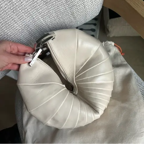 Cult Gaia Ubah Paneled Leather Clutch Bag Purse in Cream