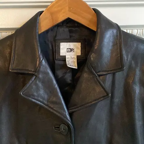 90s Vintage BP Brass Plum Nordstrom Lambskin Leather Coat Jacket Womens L Black Size L