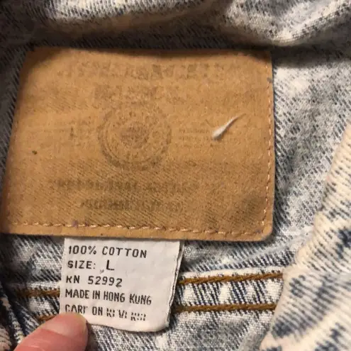 Jordache Vintage 80s 90s Acid Wash Light Denim Jean Jacket Stone Wash Cropped L