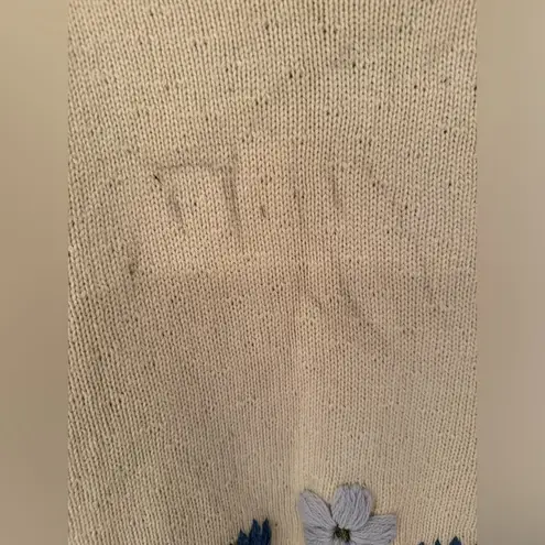 RE/DONE REDONE 50S EMBROIDERED COTTON-BLEND SWEATER IN VINTAGE IVORY Size Small