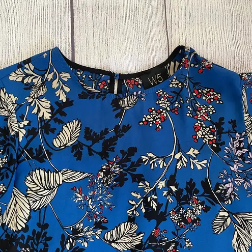 W5 Anthropologie Concept Blue Floral Blouse Size M