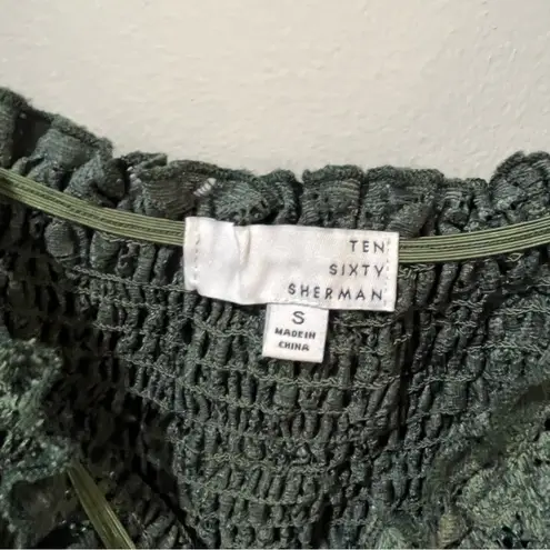 Ten Sixty Sherman NWT  shirt Nordstrom Small Green Crop Lace STRETCHY NEW