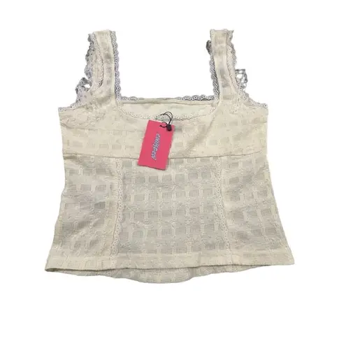 Edikted Corset Top Women’s Size S Ivory Lace Bustier Camisole Tank Blouse NWT