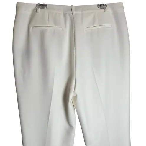 Donna Karan White Flat Front Pants Size 14 Slacks Trousers Lined Straight Leg