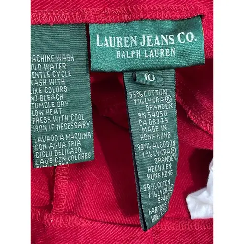 Lauren Jeans Co Jeans Size 10 Red High Rise Gold Button Preppy Officecore Artsy
