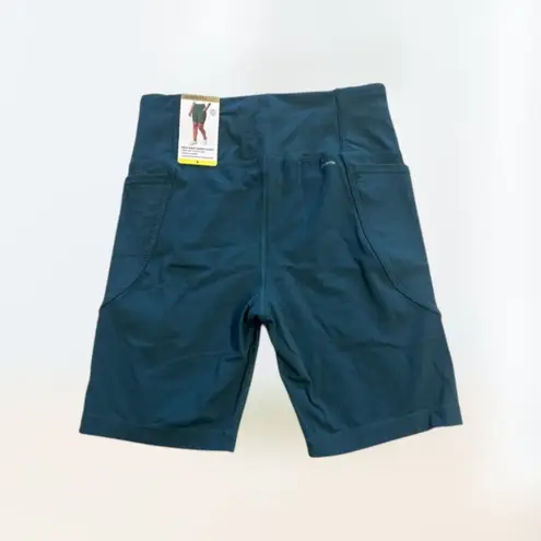 Mondetta NWT Teal Athletic Workout Highwaisted Biker Shorts Pocket Women's S