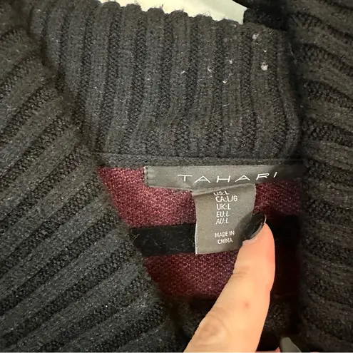 Tahari | Red and Black Buffalo Check Cowl Neck Sweater Size Large