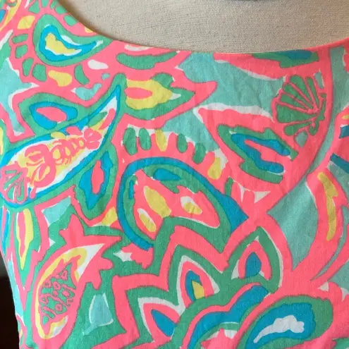 Lilly Pulitzer Lily Pulitzer Dress Neon Coral Green Blue Yellow Womens Small Paisley