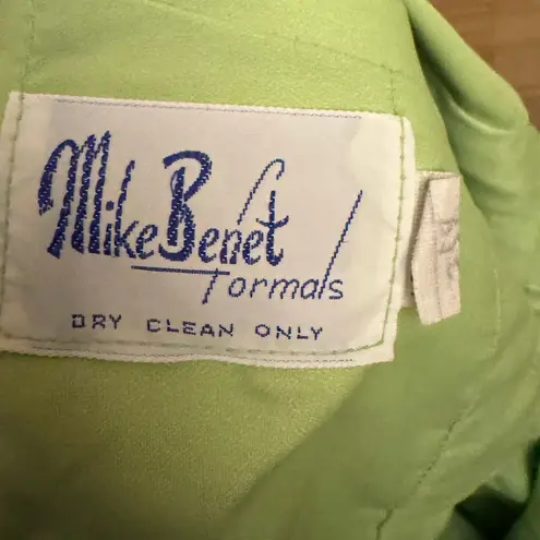 Vintage Mike Benet Size Small Lime Green Sequin Babydoll Chiffon Prom Dress