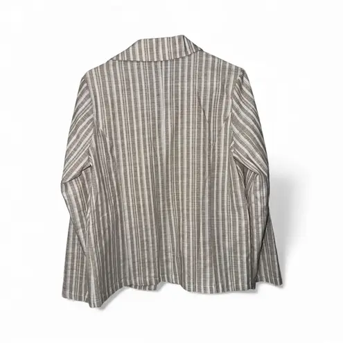 Coco + Carmen Striped Linen Blend Blazer Jacket Neutral Tan White