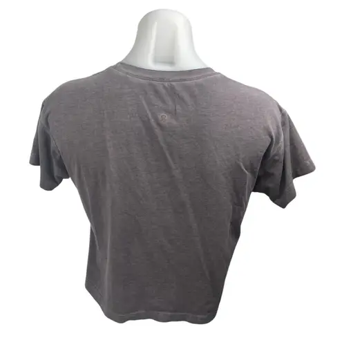 Lululemon Women's Black Washed Short Sleeve Crew Cropped T Shirt Tee Top Size 4