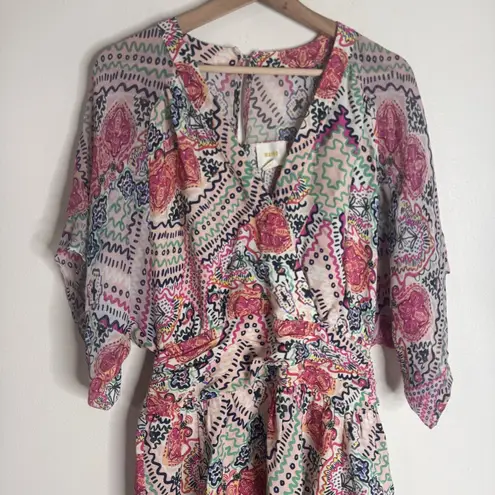 Maeve Anthropologie siya kimono dress Abstract Boho V Neck size 2 flowy