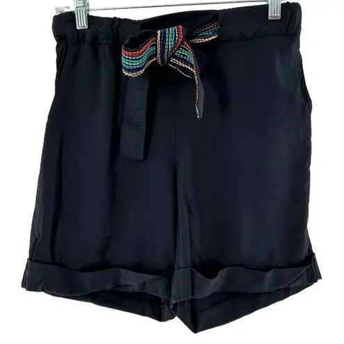 Chinti & Parker Black Rainbow Drawstring High Waist Shorts Size 2